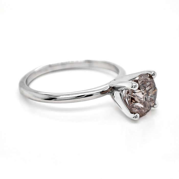 Ingen mindstepris - Ring - 14 karat Hvidguld -  1.65ct. tw. Brun Diamant (Naturfarvet)