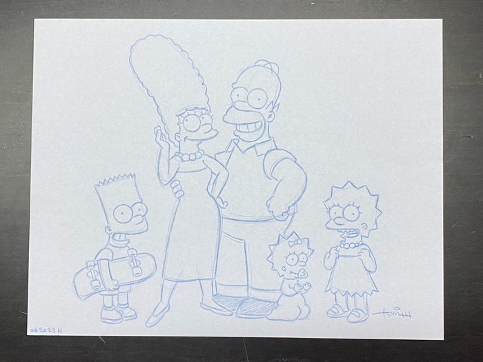 The Simpsons - 1 Koncepttegning af familien lavet af Todd Aaron Smith (certificeret)