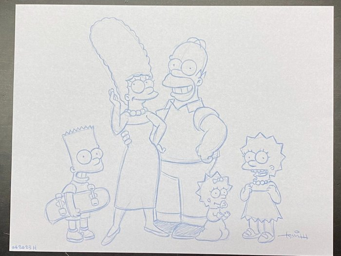 The Simpsons - 1 Koncepttegning af familien lavet af Todd Aaron Smith (certificeret)