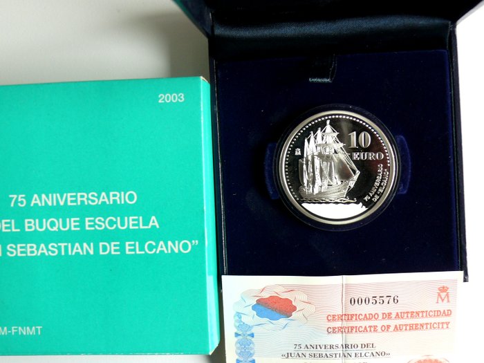 Spanien 10 Euro 2003 "Schulschiff Juan Sebastián de Elcano" Proof  (Ingen mindstepris)