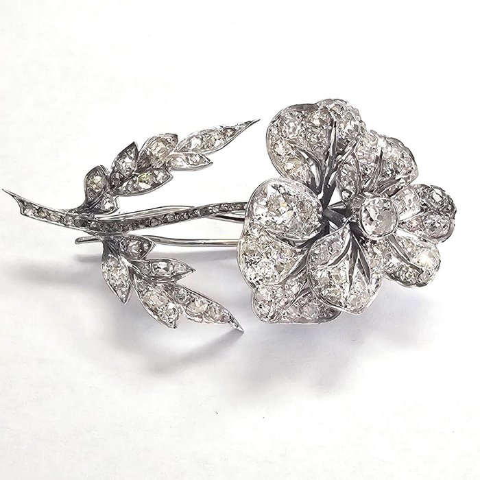 Broche - 18 kraat Hvidguld -  7.00ct. tw. Diamant (Natur)