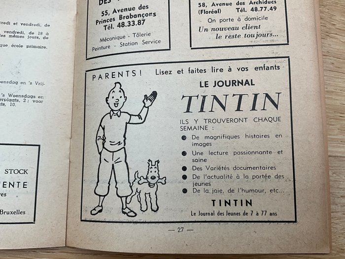 Hergé Illustrateur - Publicite illustration dessinée par Hergé - lisez le journal TINTIN - guide 1953 commune de - 1 Album - 1953