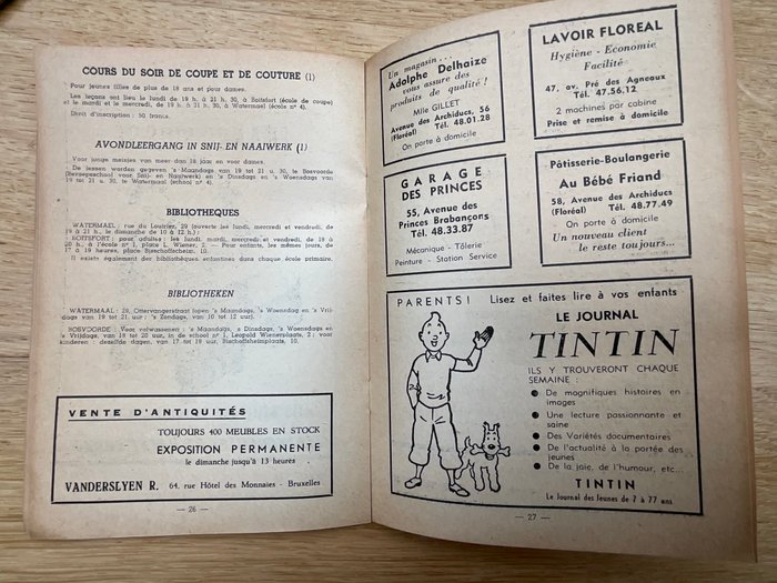 Hergé Illustrateur - Publicite illustration dessinée par Hergé - lisez le journal TINTIN - guide 1953 commune de - 1 Album - 1953