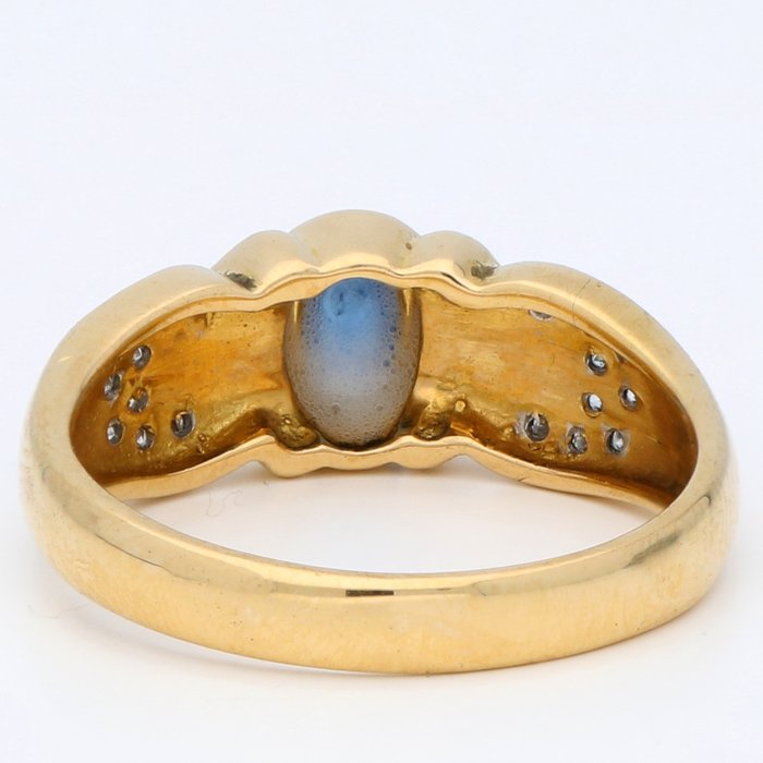 Ingen mindstepris - Ring - 18 kraat Gulguld, Hvidguld Diamant (Natur)  - Safir