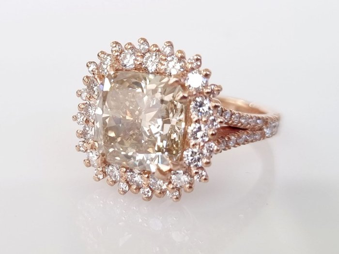 Cocktailring - 14 karat Rosaguld -  6.33ct. tw. Diamant (Natur) - Diamant