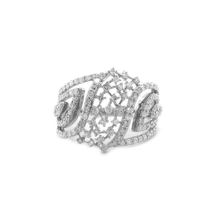 Ring - 14 karat Hvidguld -  0.89ct. tw. Diamant (Natur)