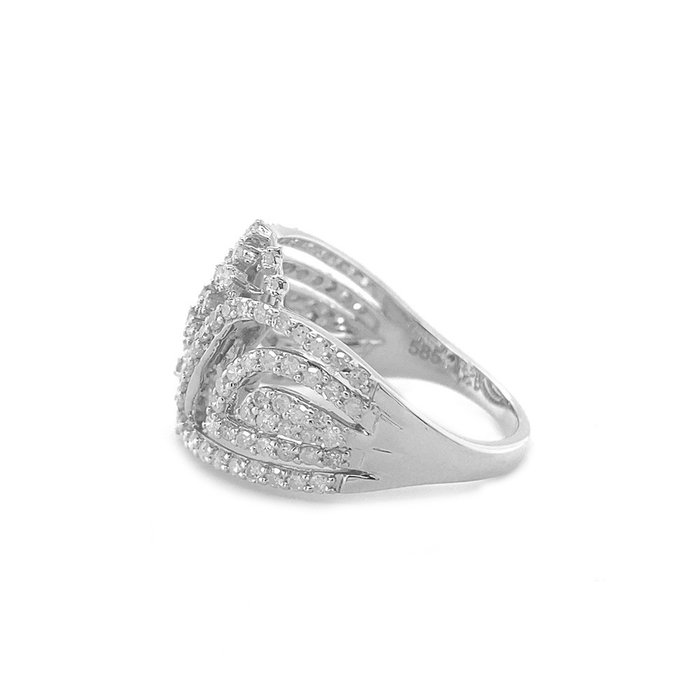 Ring - 14 karat Hvidguld -  0.89ct. tw. Diamant (Natur)