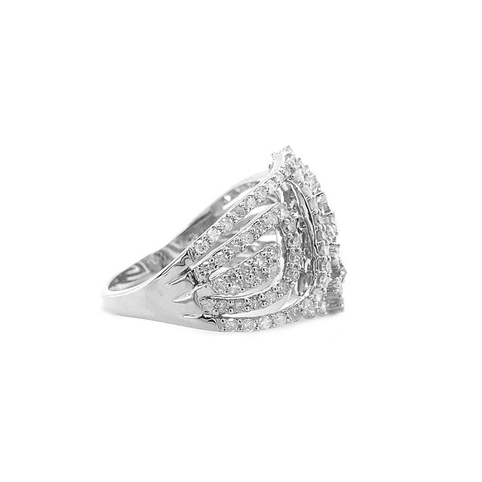 Ring - 14 karat Hvidguld -  0.89ct. tw. Diamant (Natur)