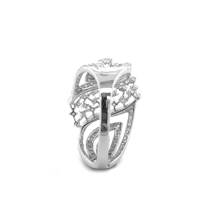 Ring - 14 karat Hvidguld -  0.89ct. tw. Diamant (Natur)