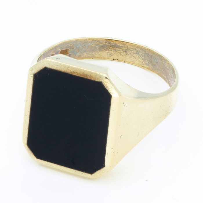 Ring - 14 karat Gulguld - Onyx