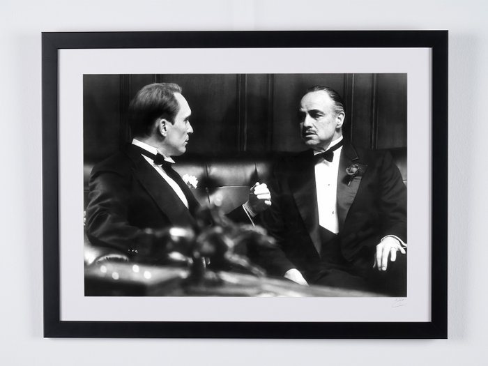 The Godfather - Robert Duvall  Marlon Brando - Fine Art Photography - Luxury Wooden Framed 70X50 cm  - Limited Edition Nr 08 of 50- Serial ID 15509 - Original Certificate (COA) Hologram Logo Editor and QR Code - 100% New items