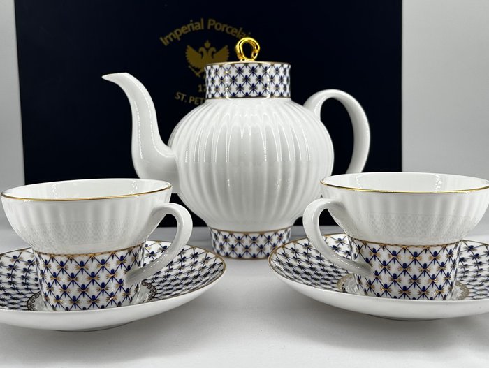 Lomonosov Imperial Porcelain Factory - Te service (5) - Knogle Kina - Kobolt Net Indsamling