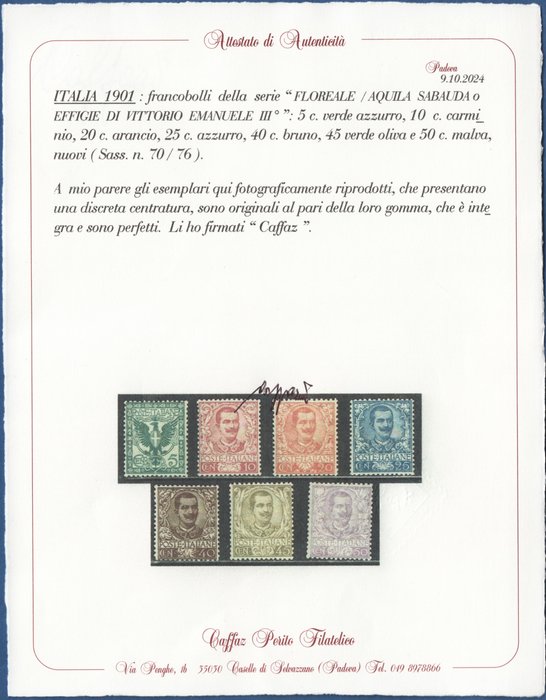 Italien Kongerige 1901 - Fuldblomstret 11v. MNH** - Sassone 68/78