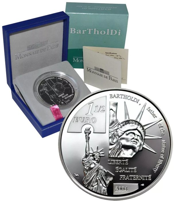 Frankrig 1 1/2 Euro 2004 "Bartholdi" + "Paul Cezanne" (2 monete) Proof  (Ingen mindstepris)