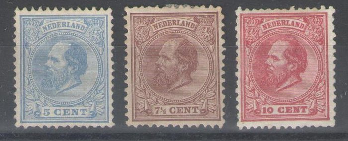 Holland 1872/1888 - Kong Vilhelm III - NVPH 19L, 20H, 21K