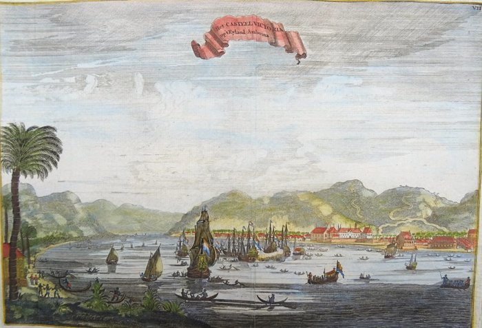 Indonesien - Ambon, Fort Victoria; W. Schouten / C. Decker - Het Casteel Victoria op ´t Eyland Amboina - 1661-1680