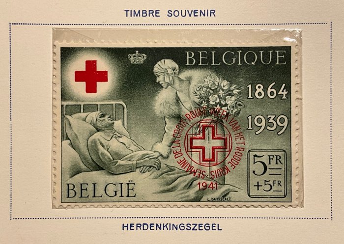 Belgien 1941 - Stor frimærkesal - Røde Kors Uge - Kort med stempel - 582B