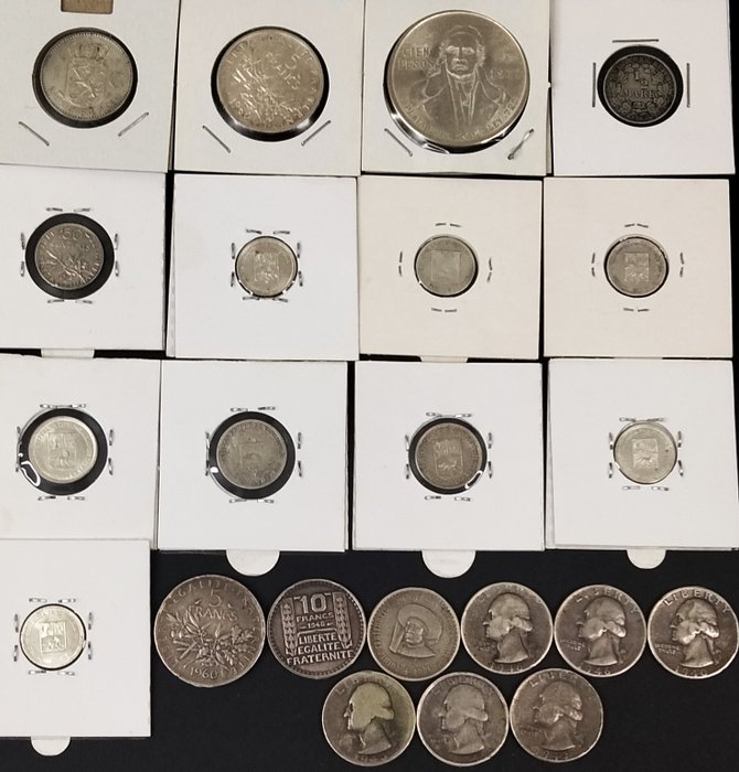 Verden. Lot 22 Monedas de Plata 1912-1977  (Ingen mindstepris)