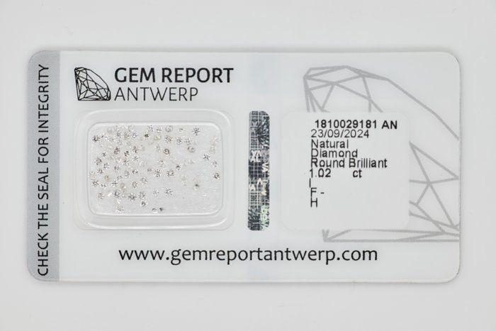 Ingen mindstepris - 88 pcs Diamant  (Natur)  - 1.02 ct - Rund - F, H - I1, I2, I3 - Gem Report Antwerp (GRA)