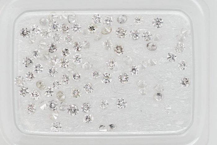 Ingen mindstepris - 88 pcs Diamant  (Natur)  - 1.02 ct - Rund - F, H - I1, I2, I3 - Gem Report Antwerp (GRA)