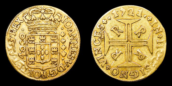 Portugal. D. João V (1706-1750). Moeda (4.800 Reis) 1721/0 - Rio - Data Emendada