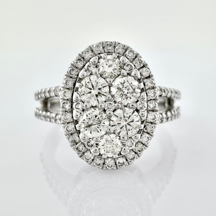 Ring - 14 karat Hvidguld -  0.85ct. tw. Diamant (Natur) - Diamant - (naturlige diamanter)