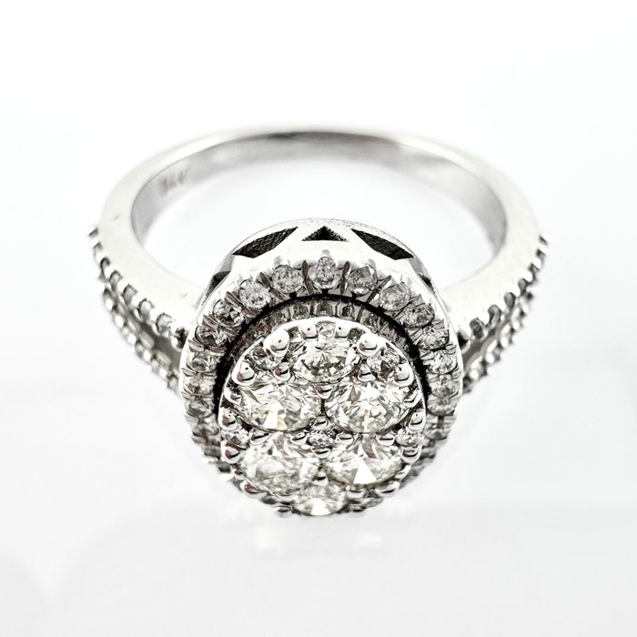 Ring - 14 karat Hvidguld -  0.85ct. tw. Diamant (Natur) - Diamant - (naturlige diamanter)