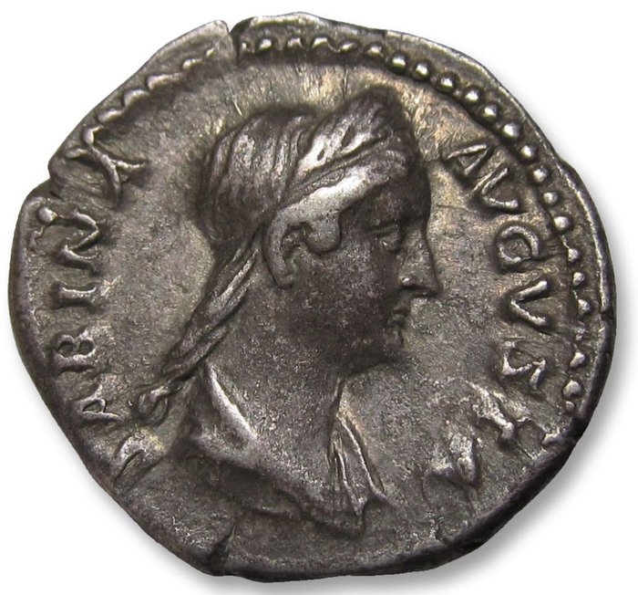 Romarriket. Sabina (Augusta, AD 128-136). Denarius Rome mint circa 130-133 A.D. - CONCORDIA AVG - great toning