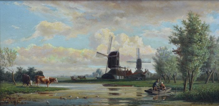 J Hilverdink (1813-1902) - Een rivierenlandschap in Nederland