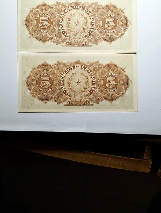 Uruguay. - 2 x 5 Pesos L.1907 - Pick 156 - consecutive  (Ingen mindstepris)