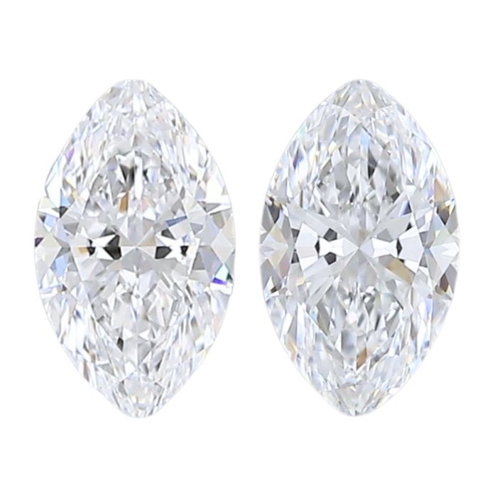 2 pcs Diamant  (Natur)  - 100 ct - Marquise - D (farveløs) - VVS1 - Gemological Institute of America (GIA)