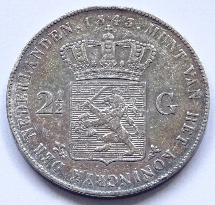 Holland. Willem II (1840-1849). 2 ½ Gulden (Rijksdaalder) 1843  (Ingen mindstepris)