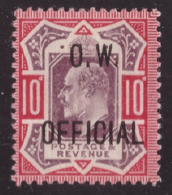 Storbritannien 1902 - 22.00 karminrosa og viol overtrykt O.W. OFFICIEL - Yvert 60