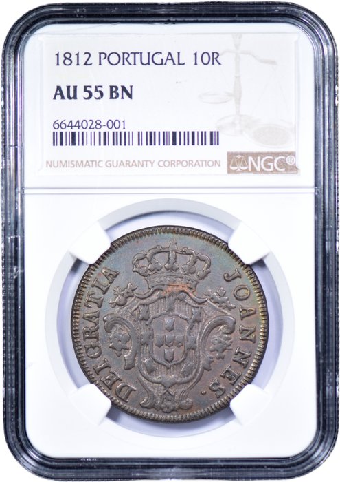 Portugal. D. João Príncipe Regente (1799-1816). X Reis 1812 - NGC - AU 55 - Single Top Grade