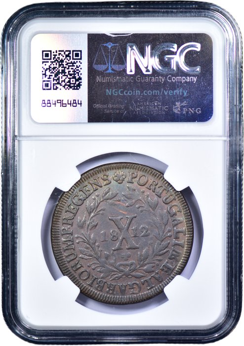 Portugal. D. João Príncipe Regente (1799-1816). X Reis 1812 - NGC - AU 55 - Single Top Grade