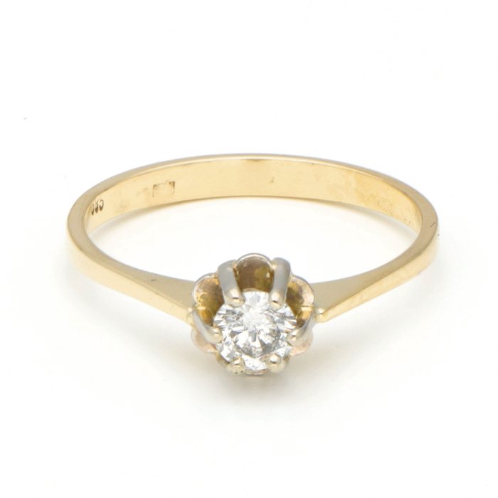 Ingen mindstepris - Ring - 14 karat Gulguld -  0.20ct. tw. Diamant (Natur)