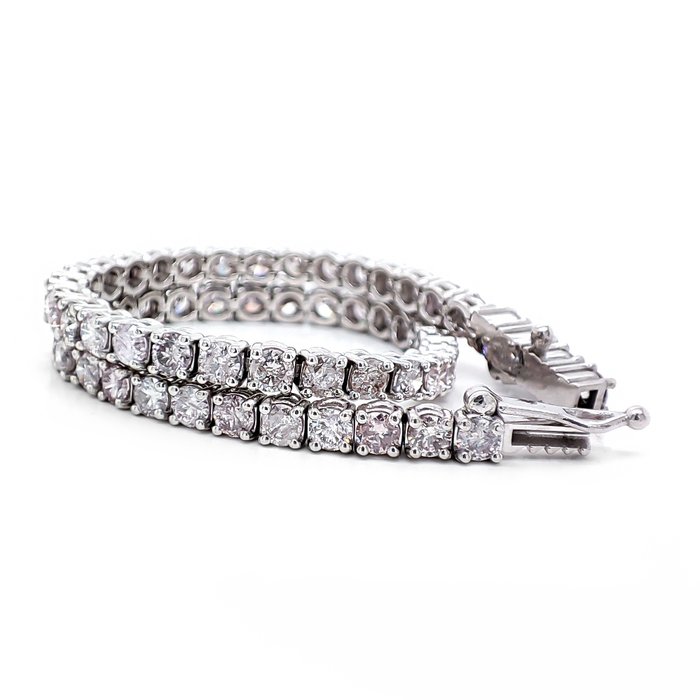 Armbånd - 14 karat Hvidguld -  4.12ct. tw. Lyserød Diamant (Naturfarvet)