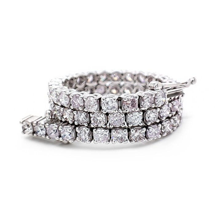 Armbånd - 14 karat Hvidguld -  4.12ct. tw. Lyserød Diamant (Naturfarvet)