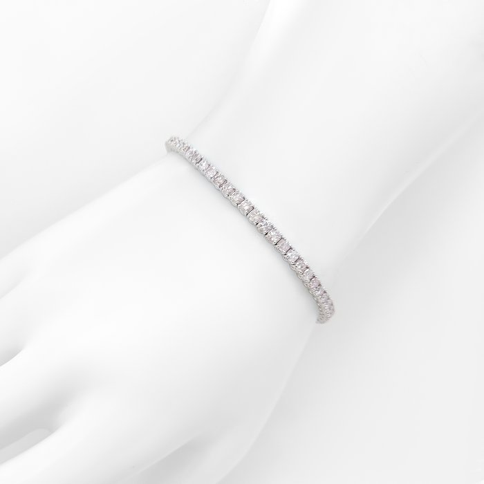 Armbånd - 14 karat Hvidguld -  4.12ct. tw. Lyserød Diamant (Naturfarvet)