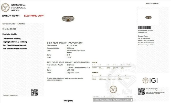 Ring - 18 kraat Hvidguld -  1.00ct. tw. Diamant (Natur) - Diamant