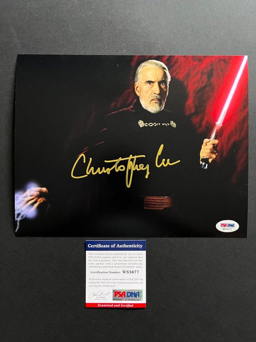 Star Wars Episode III: Revenge of the Sith, Christopher Lee (Count Dooku) - Signed in Person - with PSA/DNA Certificate - Autograph, photo - No Reserve!