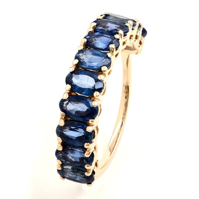 Ring - 14 karat Gulguld -  2.77ct. tw. Safir