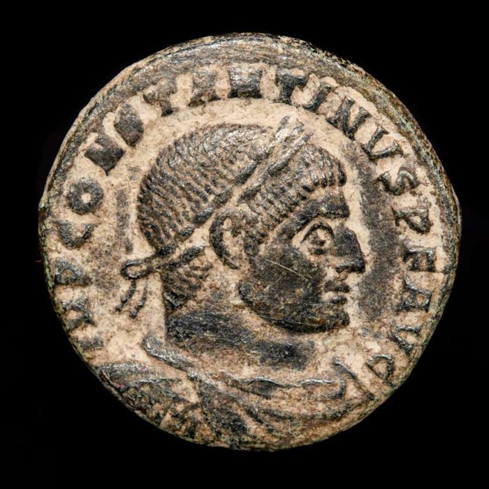 Romarriket. Constantine I (AD 306-337). Follis Arles, A.D. 312/3. SOLI INV-I-CTO COMITI M-F  (Ingen mindstepris)