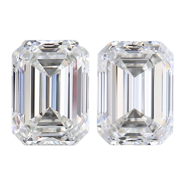 2 pcs Diamant  (Natur)  - 201 ct - F - VVS1 VVS2 - Gemological Institute of America (GIA)