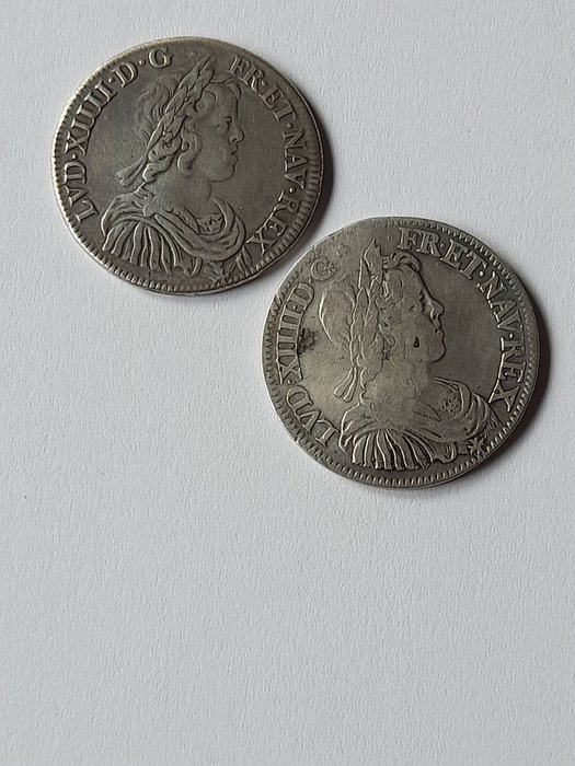 Frankrig Ludvig 14 (1643-1715) Demi écu 1644-1650 (2 monnaies)