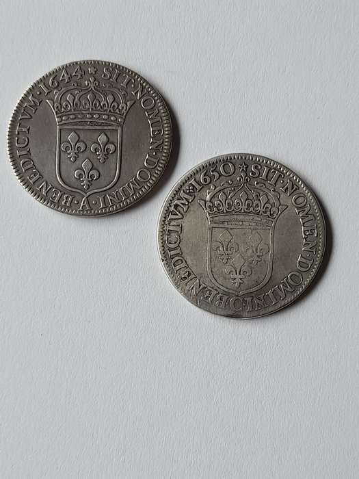 Frankrig Ludvig 14 (1643-1715) Demi écu 1644-1650 (2 monnaies)