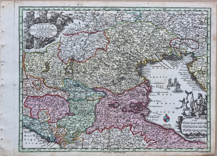 Europa - Italien; Matthäus Seutter (1678 – 1757) - Carta Geografica "Nord Italia" - Dominium Venetum - 1751-1760