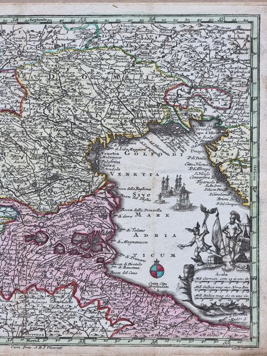 Europa - Italien; Matthäus Seutter (1678 – 1757) - Carta Geografica "Nord Italia" - Dominium Venetum - 1751-1760