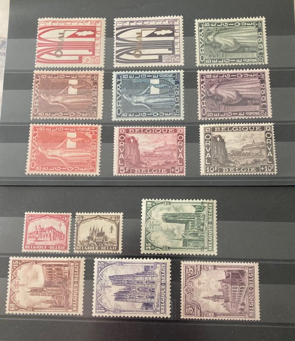 Belgien 1928 - Komplet bind: 'First Orval' og 'Cathedrals' - OBP/COB 258/66 + 267/72