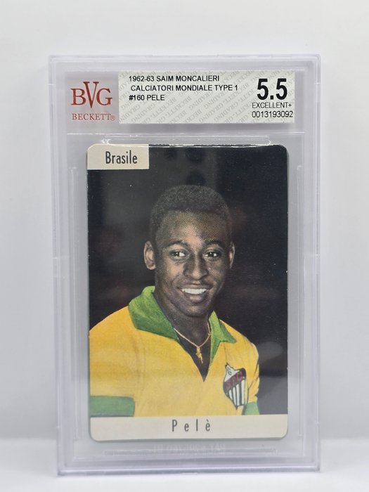 1962/63 Saim Moncalieri Calciatori Mondiale Type 1 Pelé #160 Beckett 5.5 Graded card